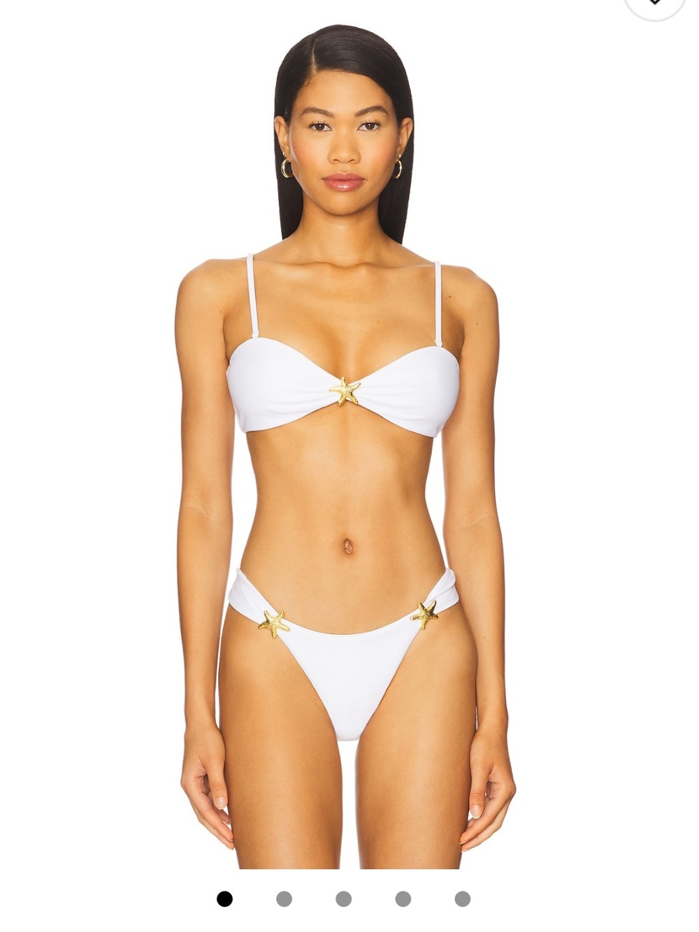 Lovers + Friends White Ariel Bikini with Gold Star Accents